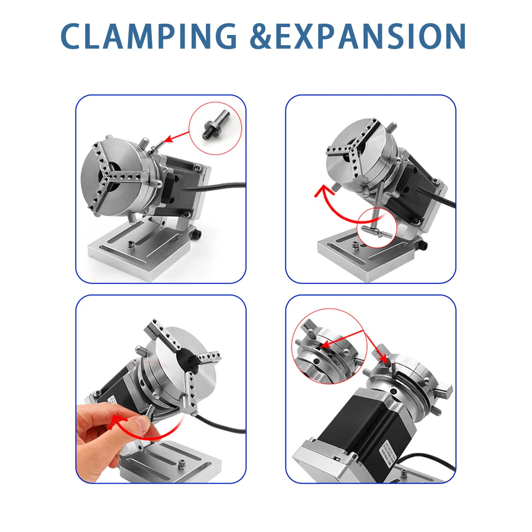 Imagem -03 - Máquina de Marcação a Laser de Fibra Eixo Rotativo Worktable Clamping Range 283 mm Expansion Range 11-91 mm para Anel e Pulseiras