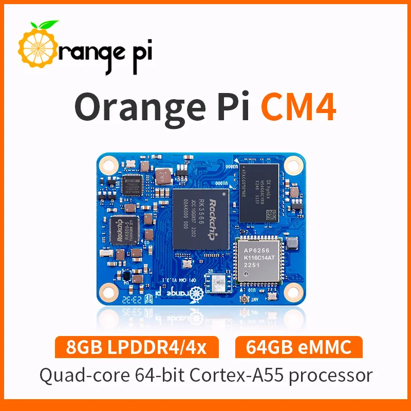 

Orange Pi CM4 Compute Module 4 with 8GB RAM+64GB EMMC Flash WiFi5+BT5.0 BLE RK3566 Quad-Core 64-bit Processor CM4 Core Board