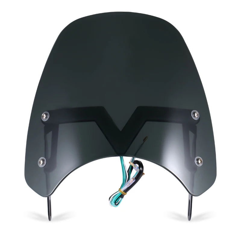5-7 inch Motorcycle Retro Cafe Racer Windshield Visor w/ DRL Turn Signal Light For Honda Yamaha XJR 1300 Suzuki GSX 1400