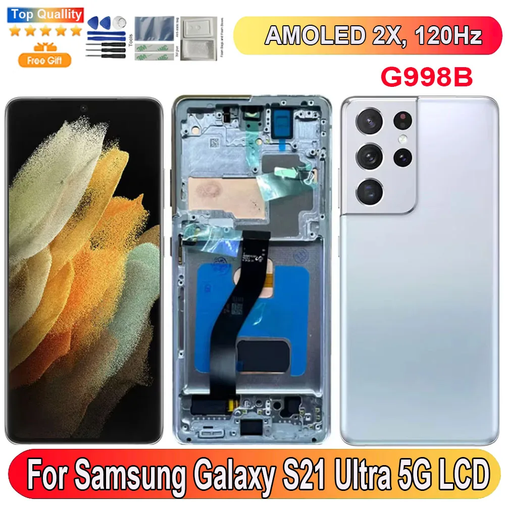 

Original size120Hz For Samsung Galaxy S21 Ultra 5G LCD Display Screen Touch Panel Digitizer Replacement Parts Screen With Frame