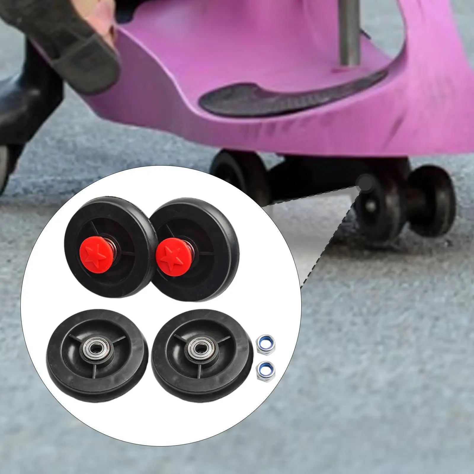 4Pcs Kids Twist Car Wheels, on Car Wheels Replacement Part ,Front and Rear Wheel Set,