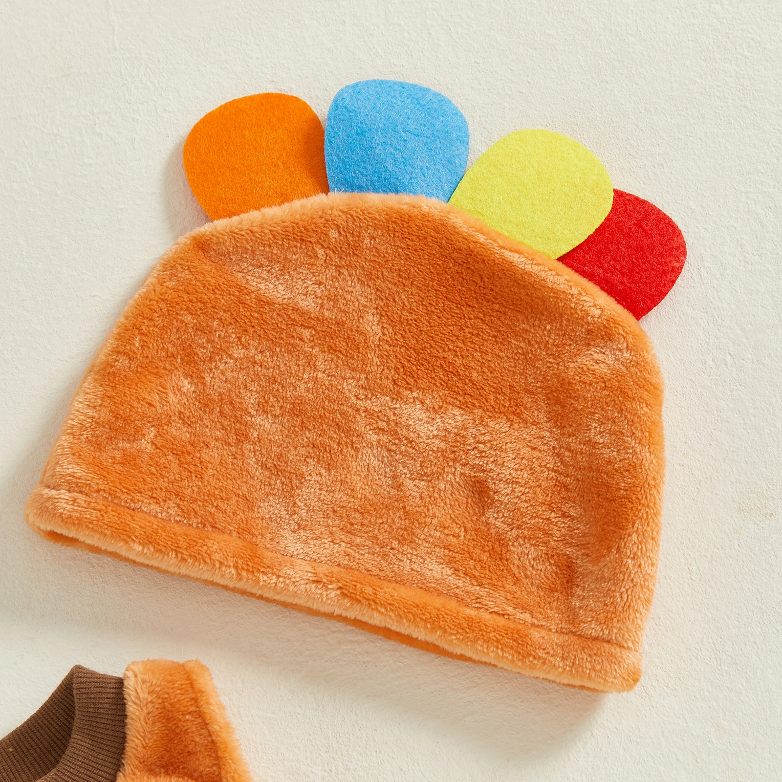 VISgogo Детский костюм Турции на День Благодарения, плюшевый комбинезон без рукавов с круглым вырезом и шляпой, комплект из 2 предметов