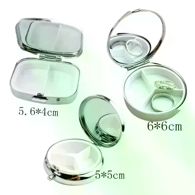 Portable Pill Case Multi Compartment Mini Storage Box With Mirror For Daily Medicine Jewelry Rings Earrings Travel Organizer