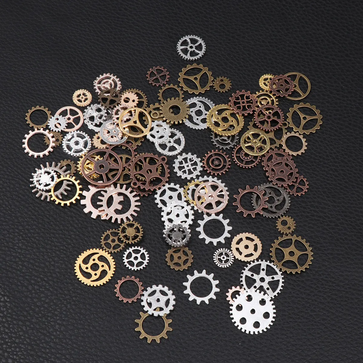 Mixed 9-Color Alloy Gear Pendants Steampunk Style DIY Handmade Jewelry Accessories Retro Mechanical Tooth Wheels for Bracelet