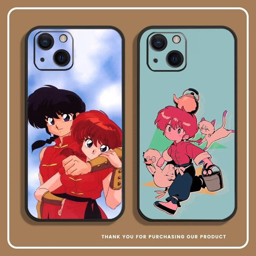 Anime R-RANMA 1 2 Phone Case For iPhone 14,13,12 Mini 11 Pro XR,X,XS,MAX 6S,7,8 Plus Silicone Cover Soft black