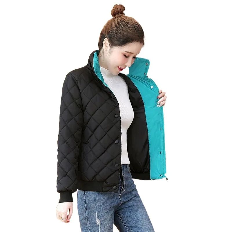 Parka fina e leve de algodão para mulheres, jaqueta acolchoada curta, sobretudo feminino, tops outwear, outono e inverno