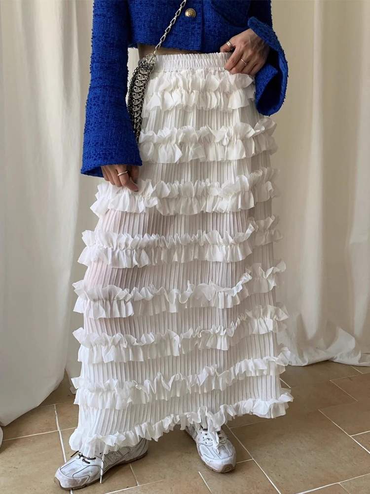

ZHISILAO New Long Straight Skirts Women Chic White Party Wear High Waist Skirts Autumn 2025