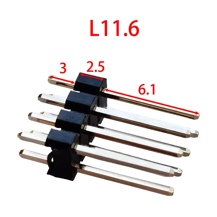 5pcs 2.54mm Dual Pin Header 2x40P Straight Double Row Single Plastic Height 2.5 A=3mm Gold-Plated Rohs L13-15-17-19-21-25-30mm