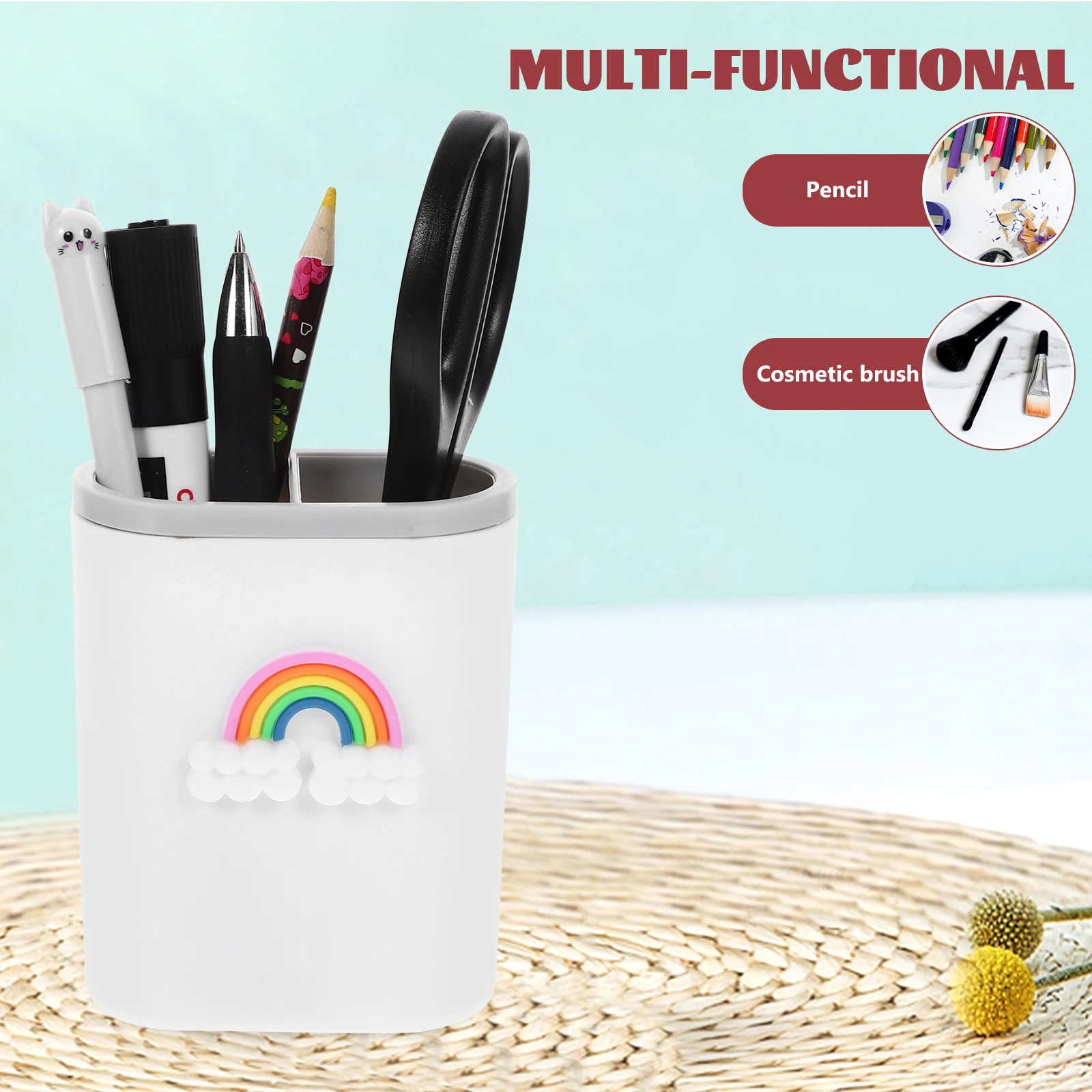 

2 Pcs Pen Storage Box Pencil Holder Desk ganizer High Capacity Cartoon Strawberry ange School Office Supplies Gadgets Cute