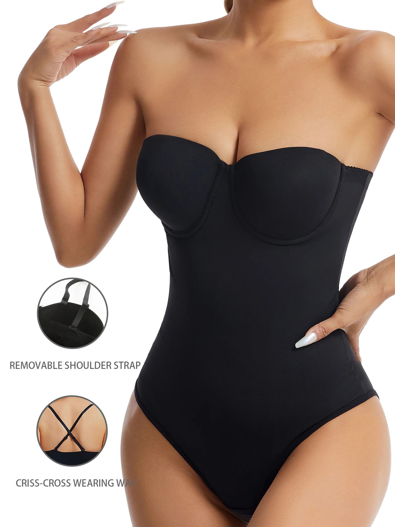 بدلة ضيقة للتحكم في تنحيف البطن ورفع الوركين وشد البطن. ملابس داخلية نسائية مع أدجو