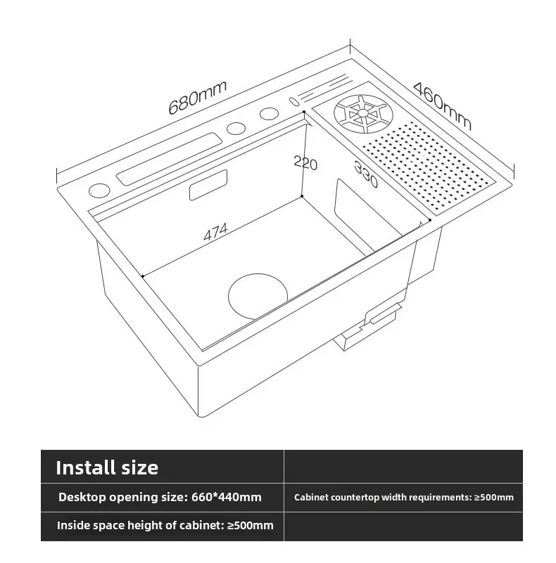 304 Stainless Steel Embedded Ultrasonic Kitchen Sink for Automatic Vegetable and Fruit Purification