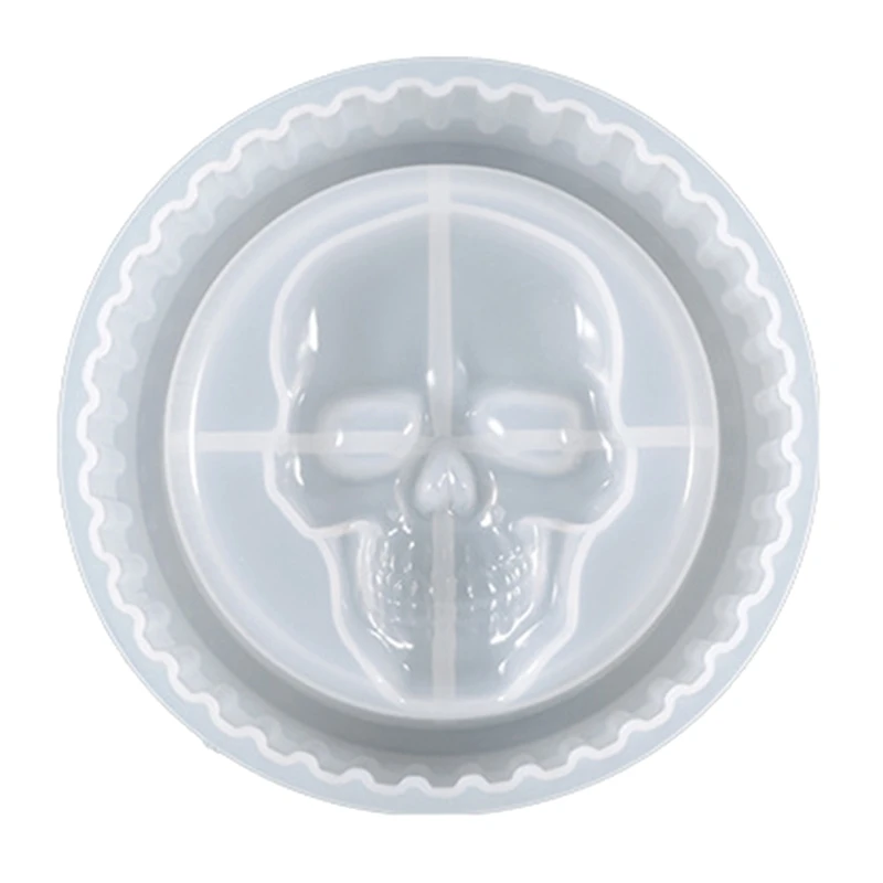 

N58F Skull Ashtray Silicone Mold Skeleton Round Jewelry Storage Box DIY Resin Mould