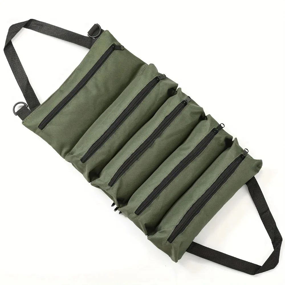 Minimalist Roll Up Tool Bag, Multi Zipper Storage Pouch, Portable Handheld Organizer for Hardware Tools