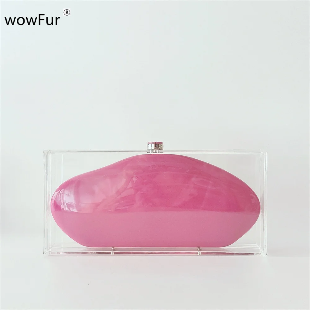 

Egg New Acrylic Purses and Handbags for Women Multicolor Perspex Geometric Patterns Box Clutch Banquet Evening Crossbody Handbag