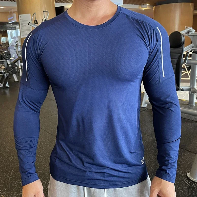 High Quality Running Shirt Tops Clothing Men Gym Sport Tshirt Quick Dry Compression Swearshirt Fitness Breathable Sportswear