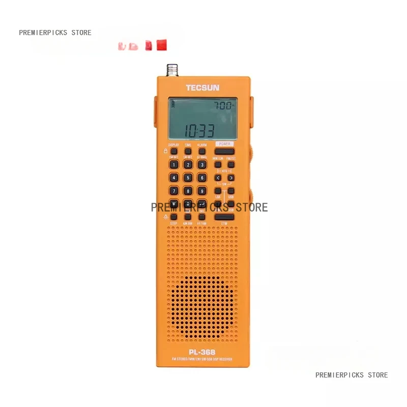 

NEW Tecsun PL-368 Full Band Radio Stereo Radio SSB DSP Radio Digital Demodulation USB Charge Black/Orange