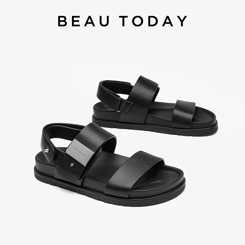 BEAUTODAY Leisure Sandals Women Solid Color Open Toe Roman Outdoors Shoes Metal Buckle Summer Beach Ladies Flats Handmade 34607