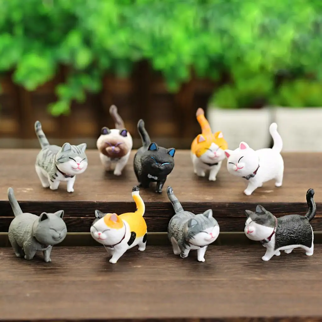 Cute Fixed Cat Figurines Desktop Kitten Figurines Dolls for Dollhouse