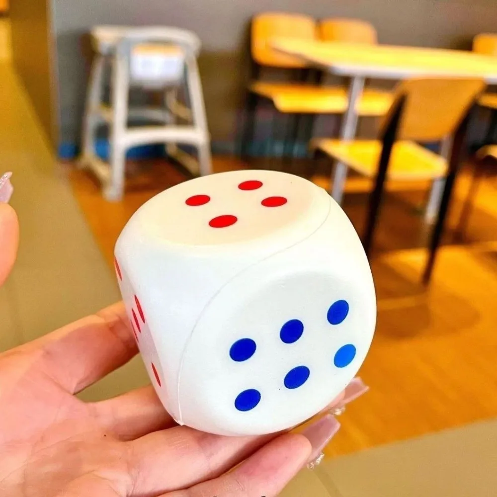 6-Sided Dice Slow Rising Squeeze Toy PU Slow Rebound Stress Relief Toy Dots Design Large Size Sensory Fidget Toy for Decoration
