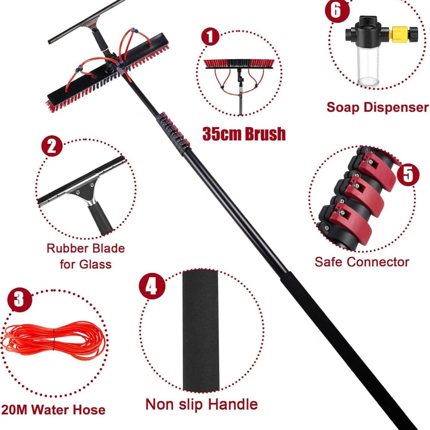 Photovoltaic Panel Cleaning Tool Solar Panel Cleaning Brush Aluminum Alloy Telescopic Pole Plate Cleaning Tool Brush 3.8M4.8M