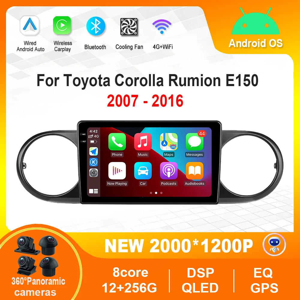 for Toyota Corolla Rumion E150 2007 - 2016 GPS Navigation Android Car Multimedia Radio Video Player 4G WiFi Bluetooth HD Screen