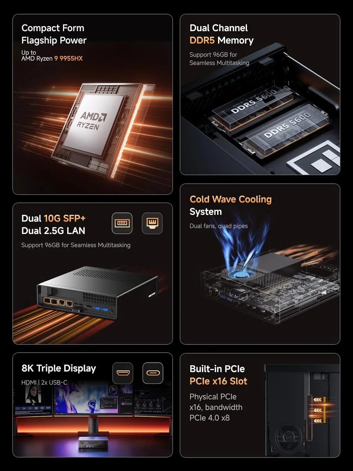 Minisforum MS-A2 Mini Workstation: AMD Ryzen 9 9955HX, Triple