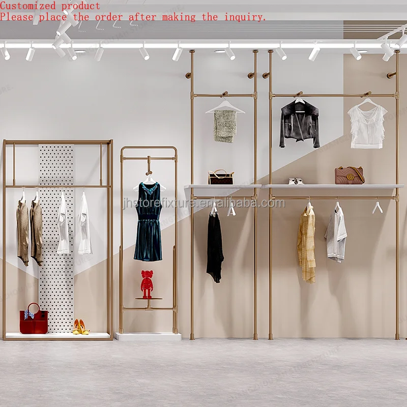 

Custom.Factory Direct Sales Wall Mounted Coat Clothes Led Gold Clothing Store Display Racks With Best Price