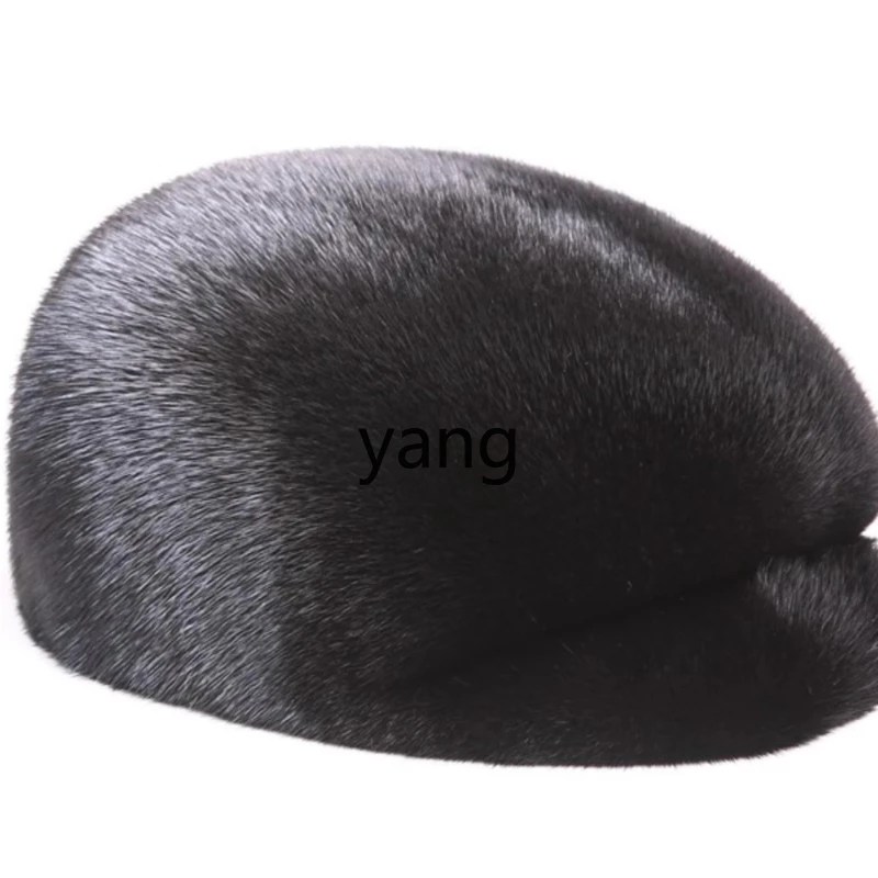 

LMM winter mink hair cap leather ear protection warm thickened fur hat men
