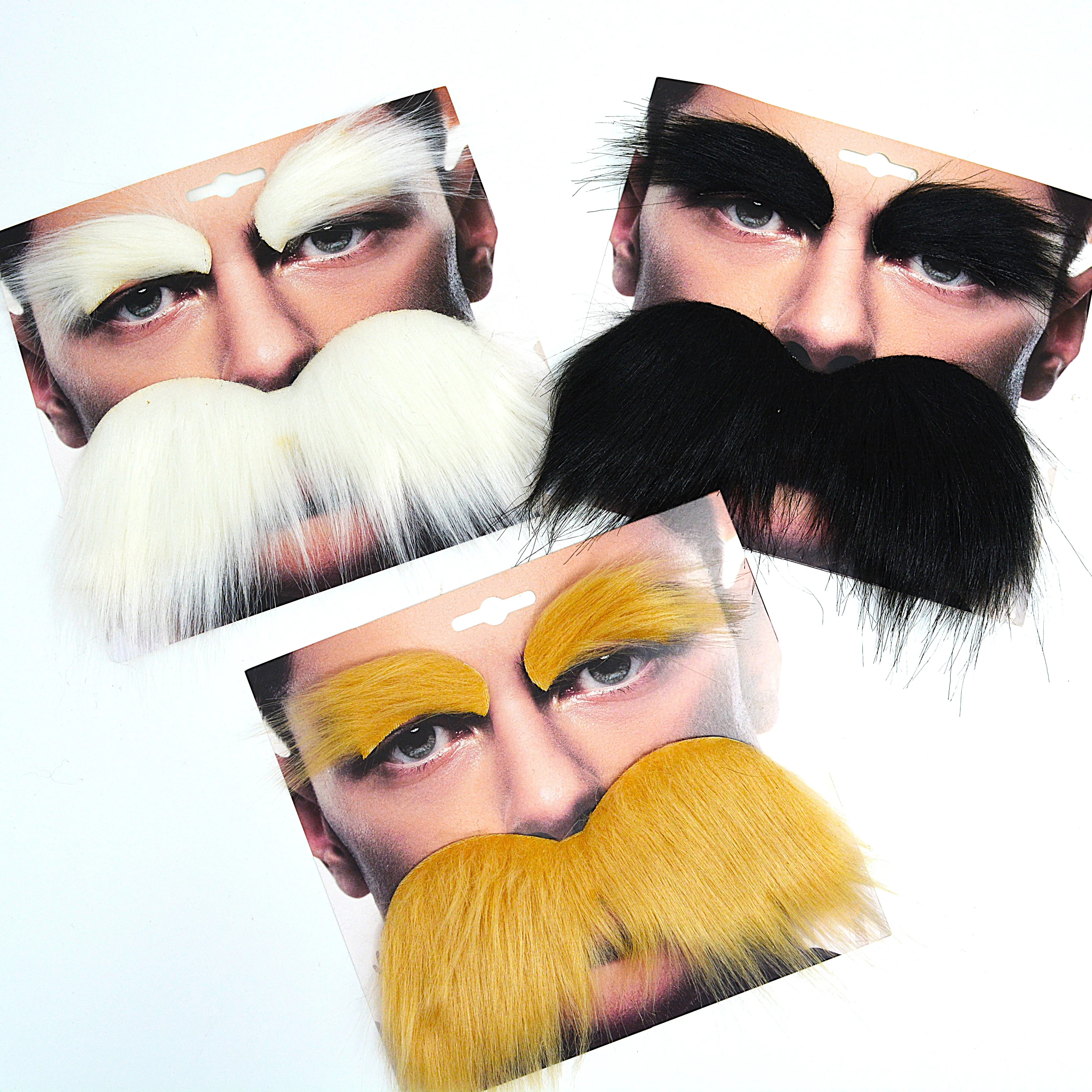 Novelty Fake Mustache & Eyebrow Set, Self-Adhesive False Beard for Halloween Cosplay, Costume Party, Masquerade, Photo Booth Pro