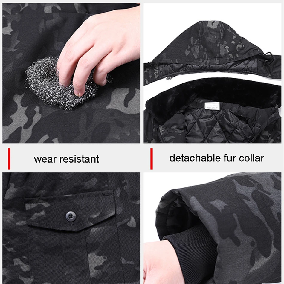 Camo Parka impermeável tático masculino, jaquetas longas acolchoadas, casacos militares masculinos, corta-vento resistente ao desgaste, grosso,