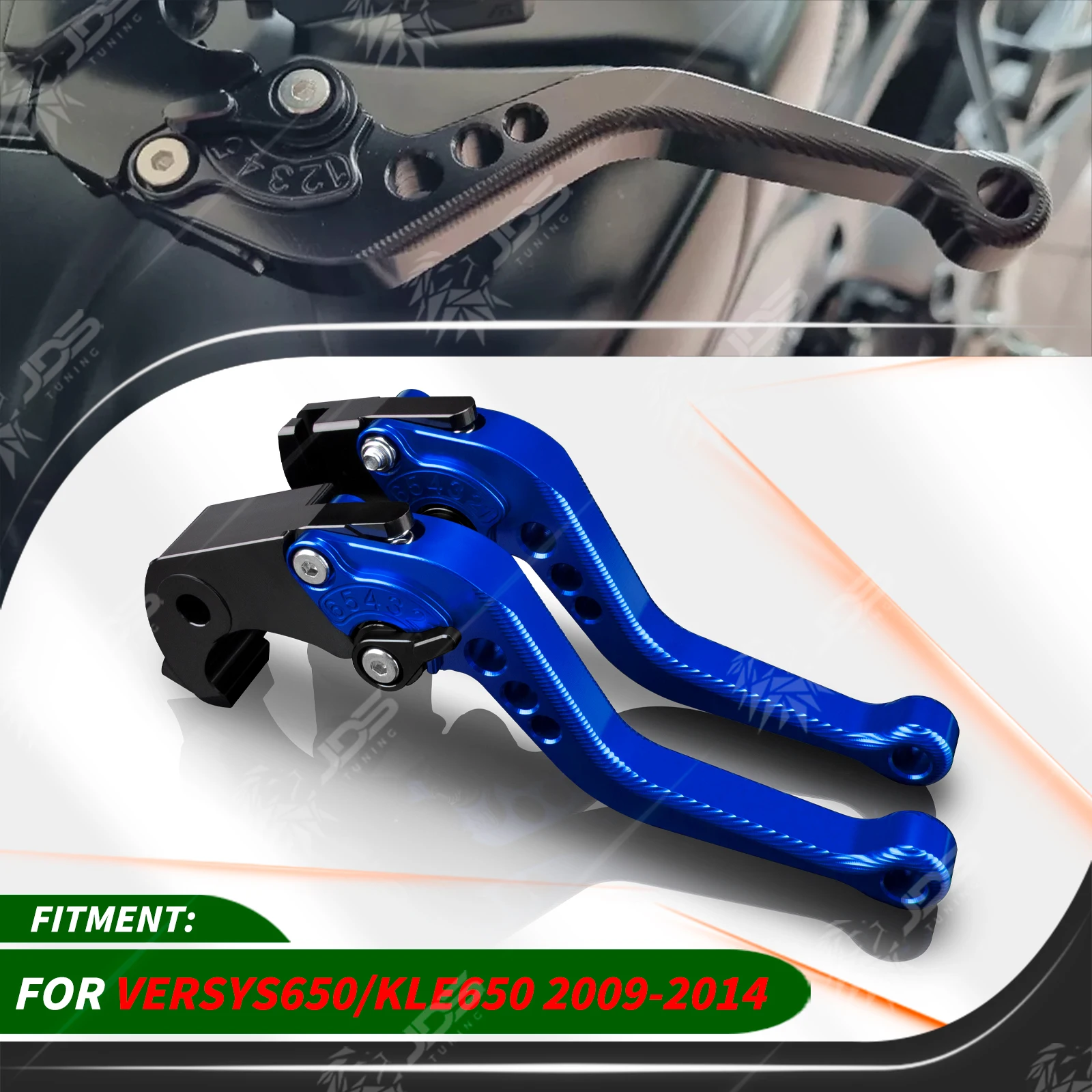 For Kawasaki VERSYS650/KLE650 2009-2014 Sport Short Brake Lever Set Adjustable Handle Levers Three-Fingers Accessories Parts