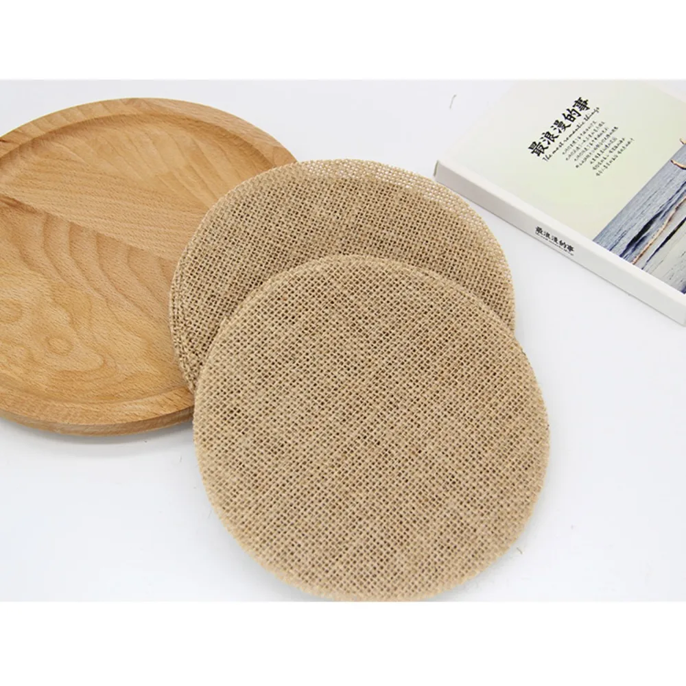 

Placemats Natural Jute Burlap Fabric Table Mat Tea Cup Coaster Pads Vintage Rustic Wedding Decoration Christmas Party Supplies