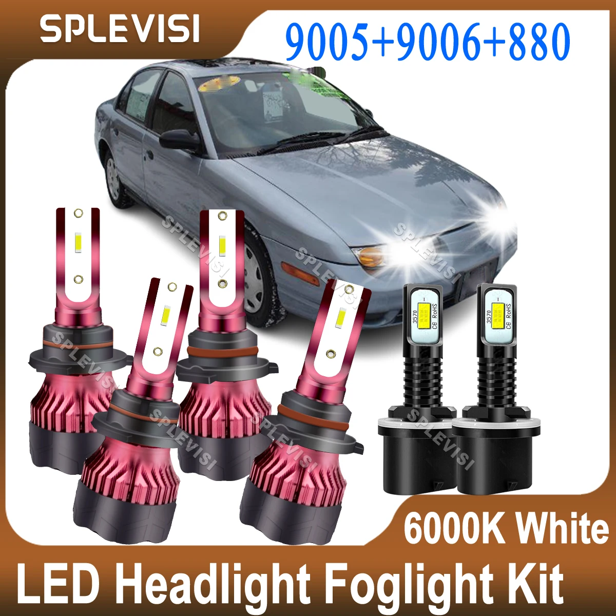 9-36v 360-degree Luminescence LED Headlight 9005/HB3 9006/HB4 Foglamp 880 For Saturn SL SEDAN 1996 1997 1998 1999 2000 2001 2002