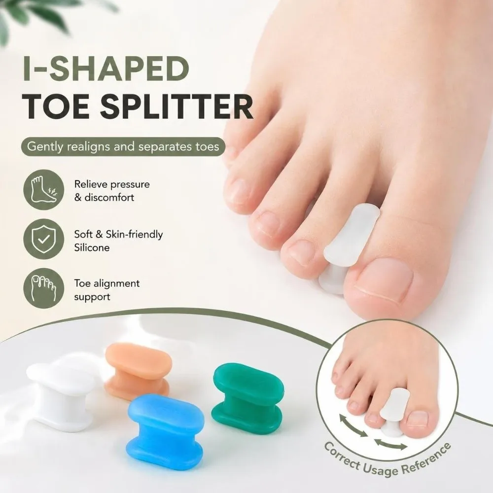 1 Pair Moisture Resistant Big Toe Separator Soft Flexible I-Shaped Structure Toe Spacer SEBS Skin Friendly