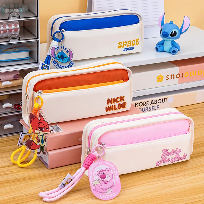 

Disney Large Capacity Pencil Case Stitch Lotso Nick Student Pen Box Pencil Bag Stationery Storage Bag School Supplies Wholesale