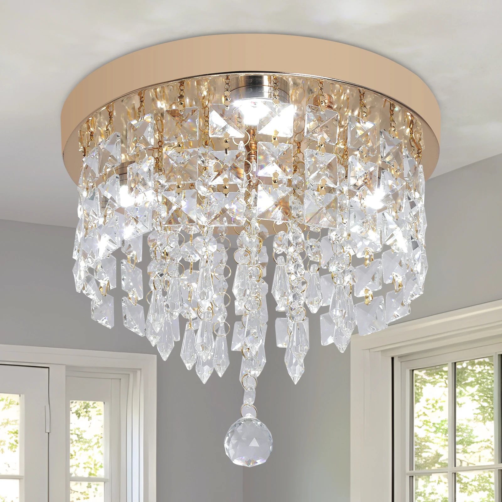 Crystal Ceiling Lights Gold Chandelier Modern Luxury Led Ceiling Lamp Living Room Bedroom Dining Home Decoration Lighting