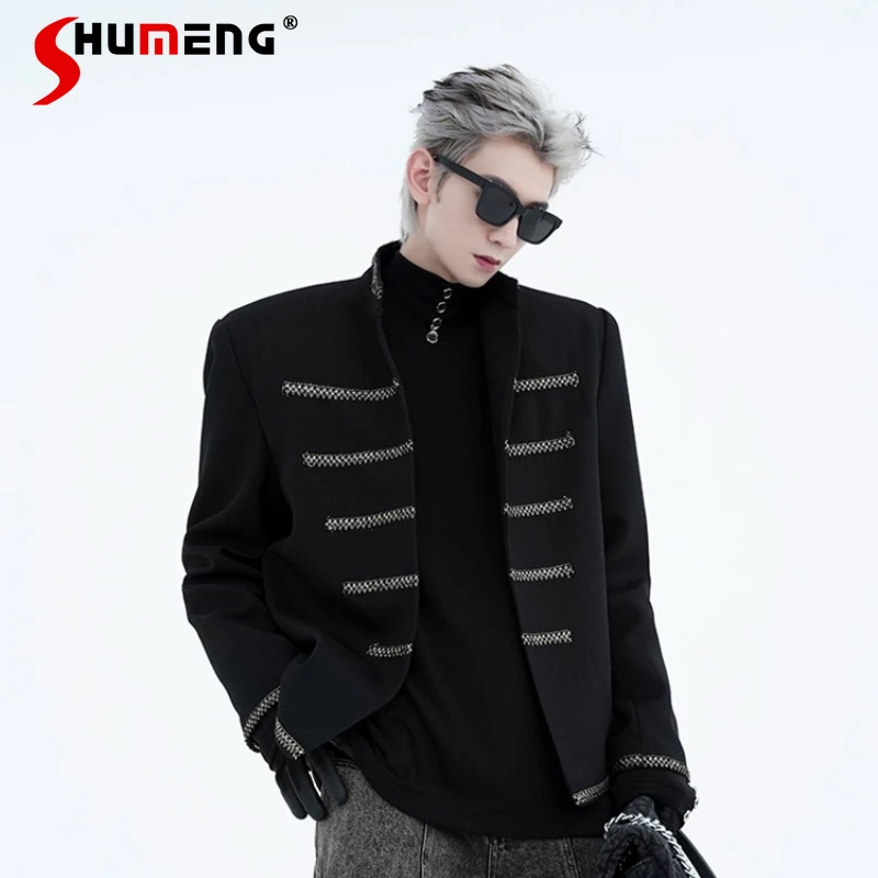

Fashion Stand Collar Jackets Men 2025 Autumn Winter New High-end Men's Street Style Coats Trendy Stylish Padded Shoulder Jackets