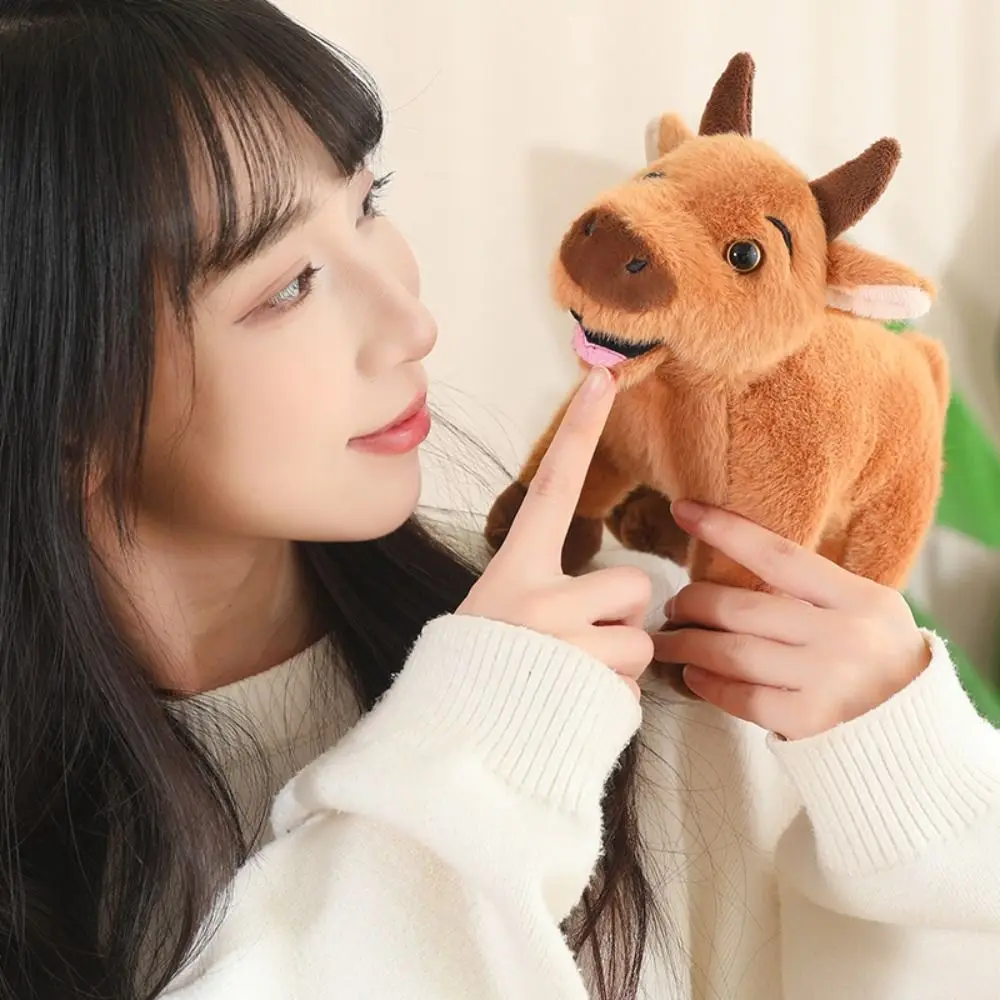 かわいい 25-60 センチメートルぬいぐるみ牛コンパニオン人形シミュレーションスーパーソフトバッファローぬいぐるみ無地漫画子牛人形デスク