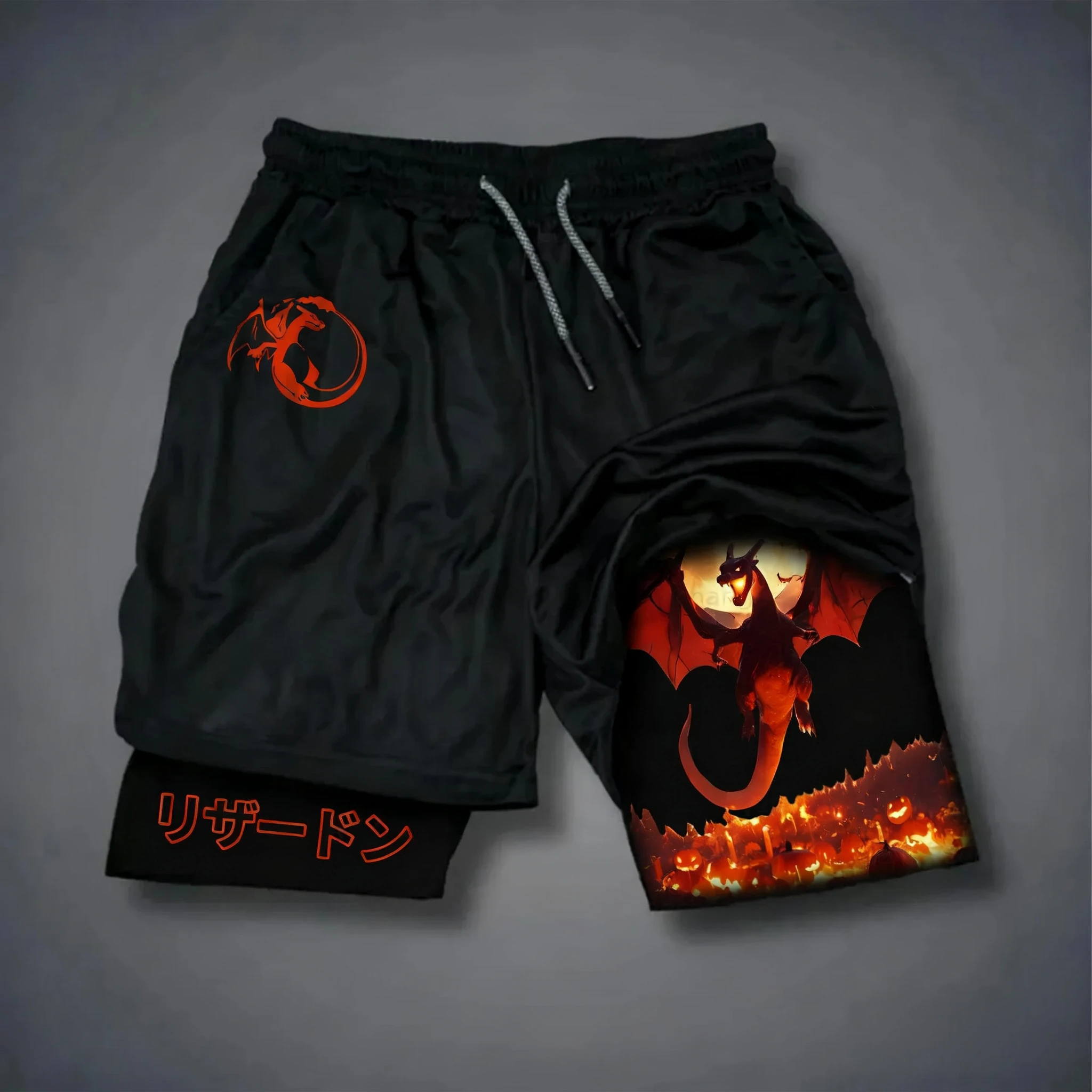 Pokémon Anime Halloween Co Branded 2-in-1-Sportshorts 2025 Sommer Neue amerikanische trendige Doppelschicht-Shorts für Männer und Frauen