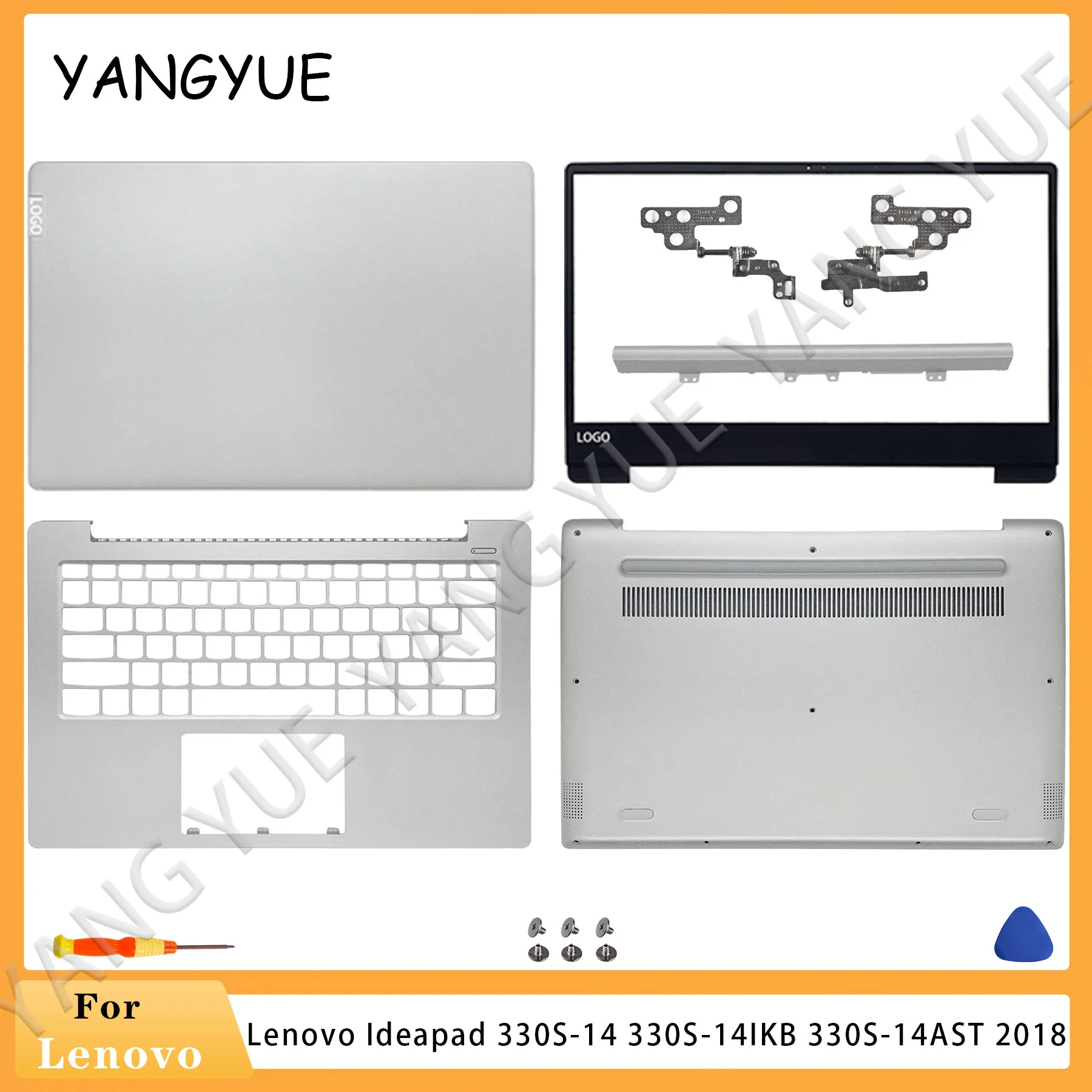 New Laptop Case For Lenovo Ideapad 330S-14 330S-14IKB 330S-14AST 2018 LCD Back Cover Front Bezel Hinges Bottom Case Replacement