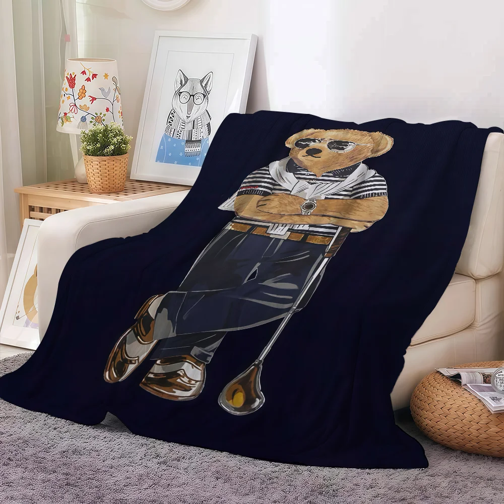 Fashion print R-Ral P-Ph B-Bear Blanket For Sofa Office Bed Plane Travel Sleep Read Relax Camping Soft And Warm