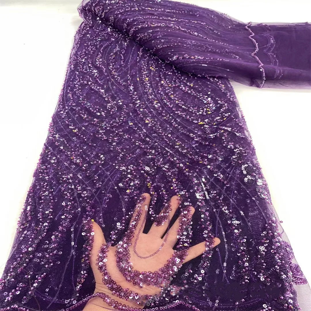 8 Colors Evening Party Gown Mesh Wedding Dress Sequin Tube Fabric Beaded Embroidered Diamond Striped Material Accessories