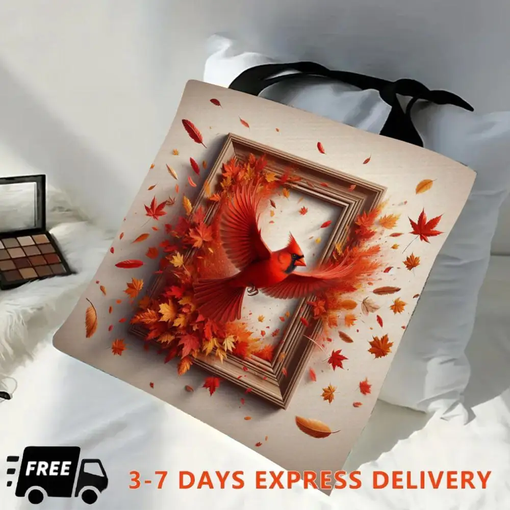 

4 шт., льняная большая сумка с птицами, большая вместительная женская сумка на плечо для покупок