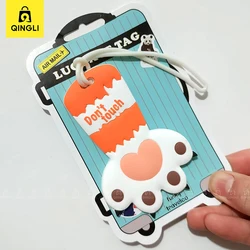 New Kawaii Cat Claw Luggage Tag Women Cute Bag Pendant Silicone Label for Luggage Suitcase Transport Anti Lost Address Label