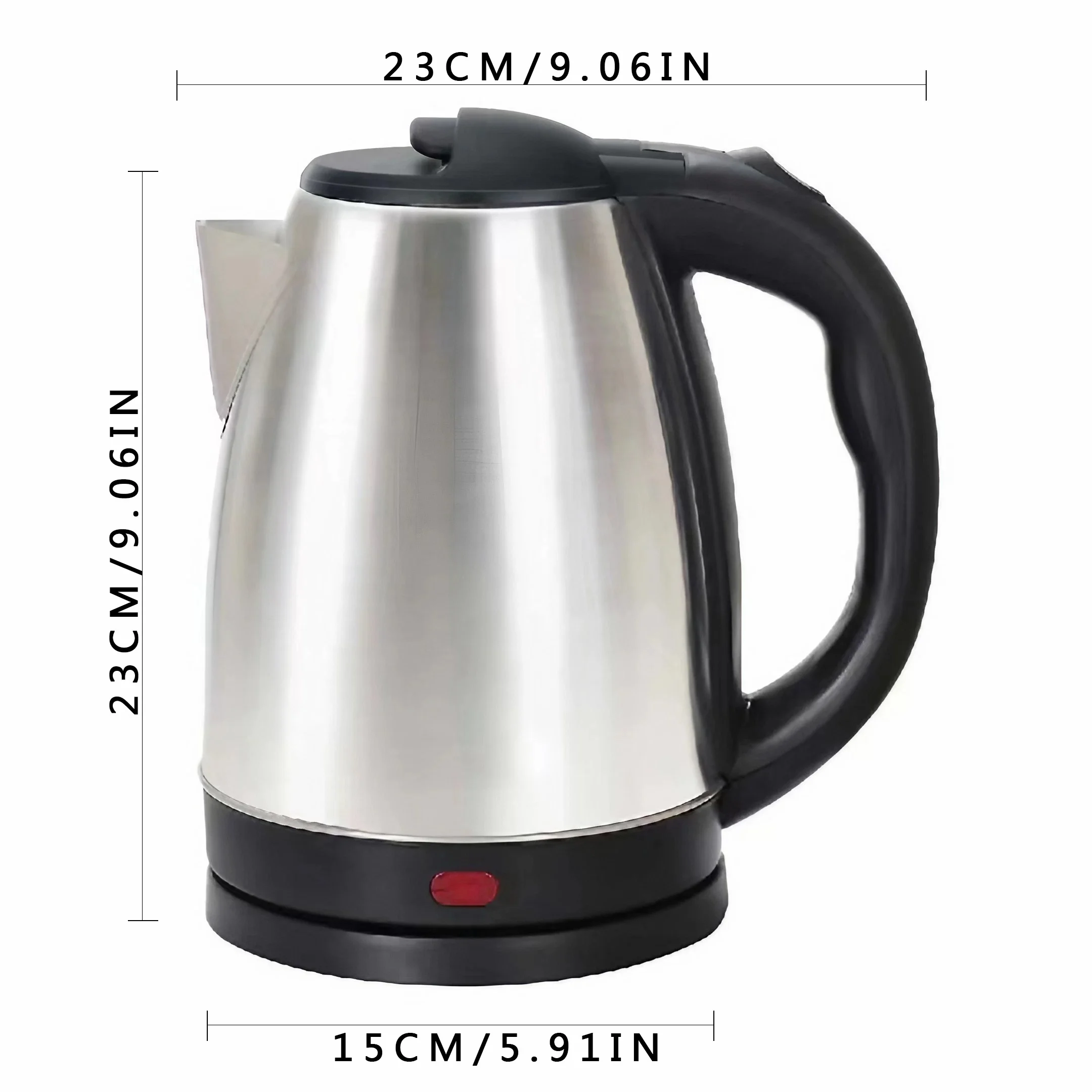 غلاية كهربائية سعة 2 لتر، إبريق شاي من الفولاذ المقاوم للصدأ بقوة 1000 وات مع تصميم مضاد للجفاف، غليان سريع للمطبخ المنزلي، أدوات مطبخ متينة