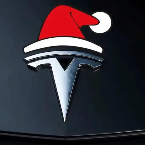 Per Tesla Decorazione dell'emblema anteriore dell'auto di Natale 8 x 4,4 cm Adesivi per auto con logo anteriore del cappello da Babbo Natale per la modifica del logo dell'auto del modello 3/Y