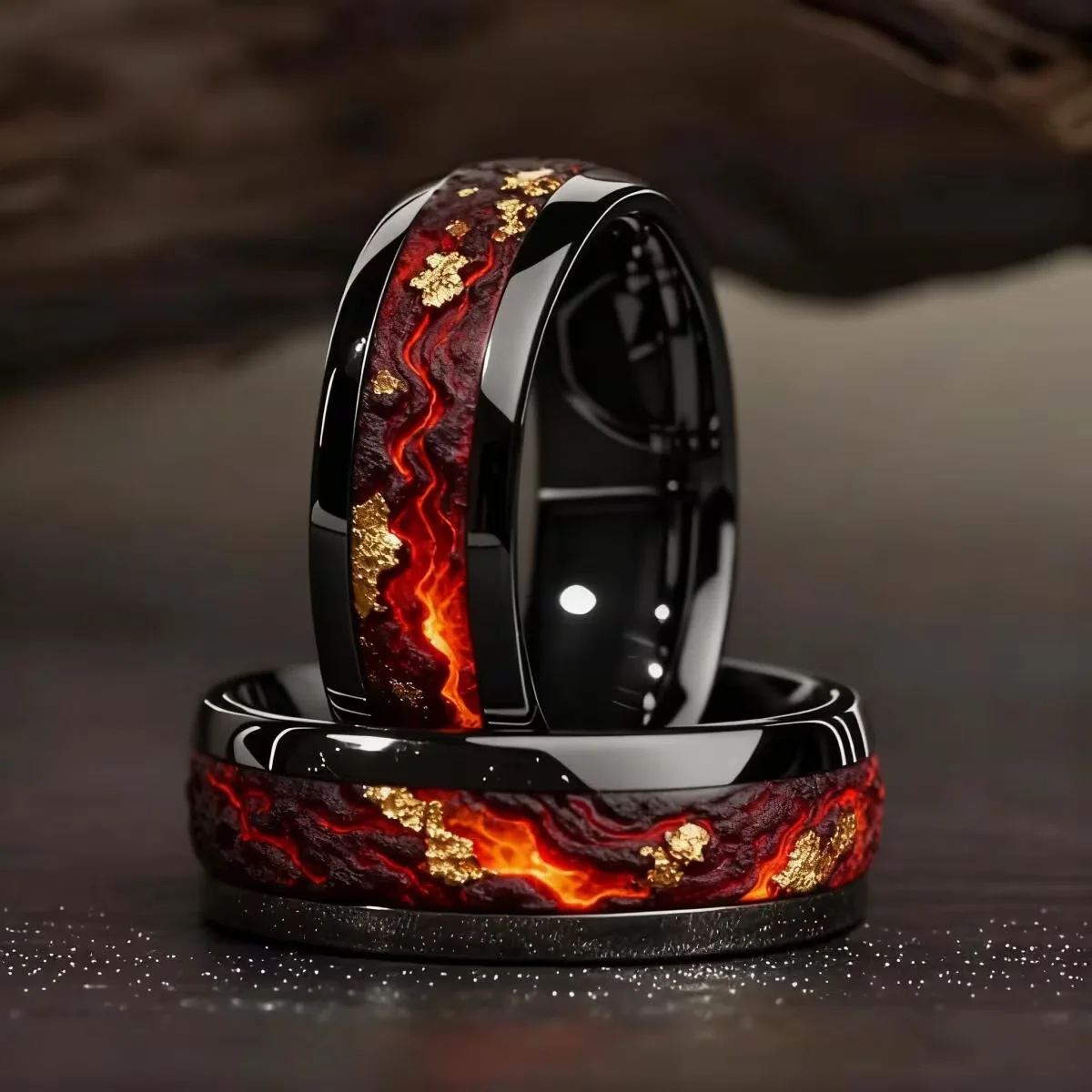 Anillo negro con diseño de noche estrellada único para hombre, anillo de boda para mujer, joyería, accesorios de fiesta unisex, venta al por mayor