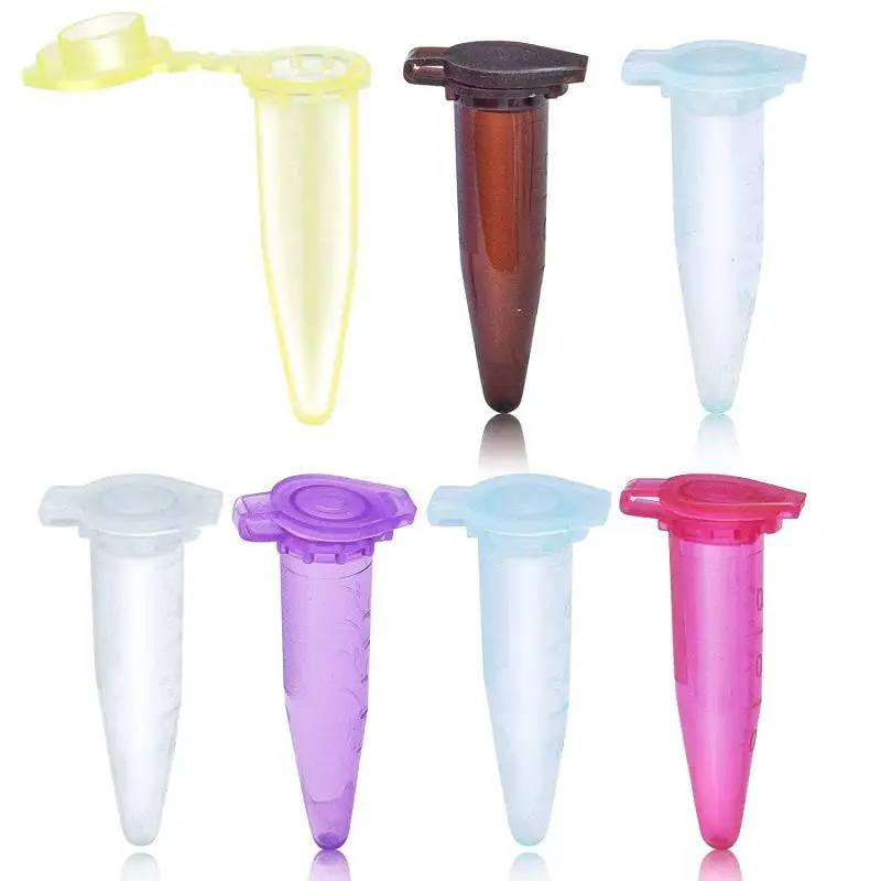 100pcs 1.5ml Lab Mini Plastic Test Tube Centrifuge Vial Snap Cap Polypropylene Micro Vials for Sample Storage Container No-Leak