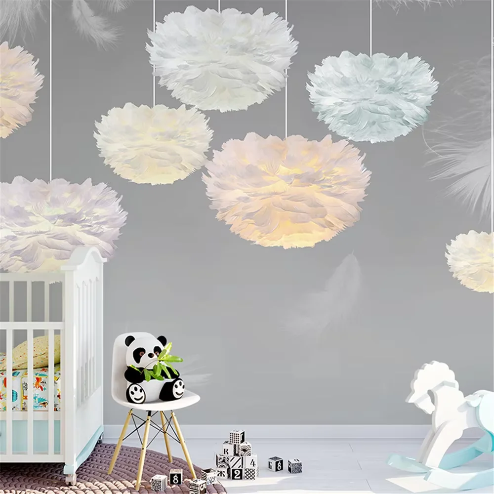 custom papel de parede 3D Feather lamp wallpaper for children's room decor 3D mural wallpapers for living room bedroom wall art