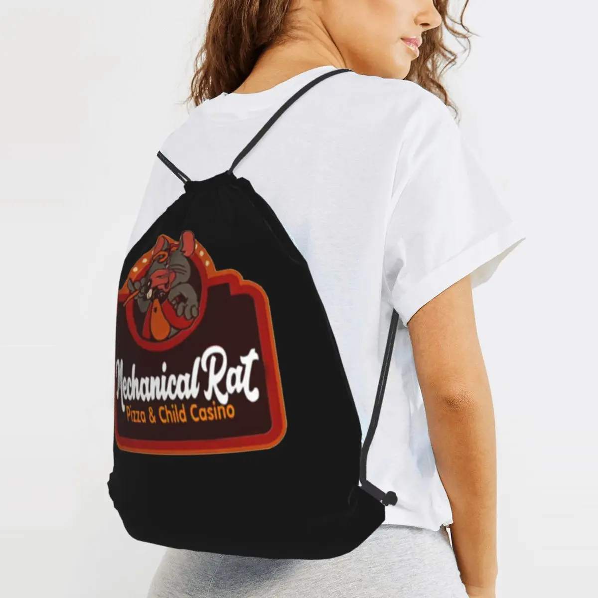 Mechanical Rat Pizza And Child Casino Backpacks Fashion Drawstring Bags Storage Bag Book Bags for Man Woman Students
